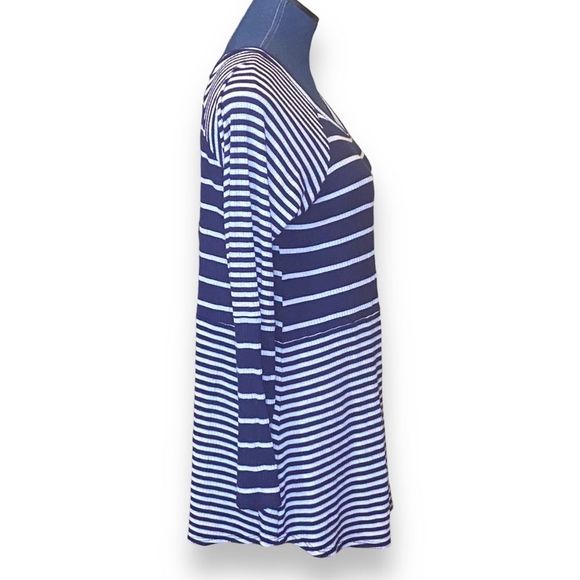 🎈Sun & Moon Blue White Striped Long Sleeve Tunic Top Raglan Sleeves Lightweight - Picture 5 of 6